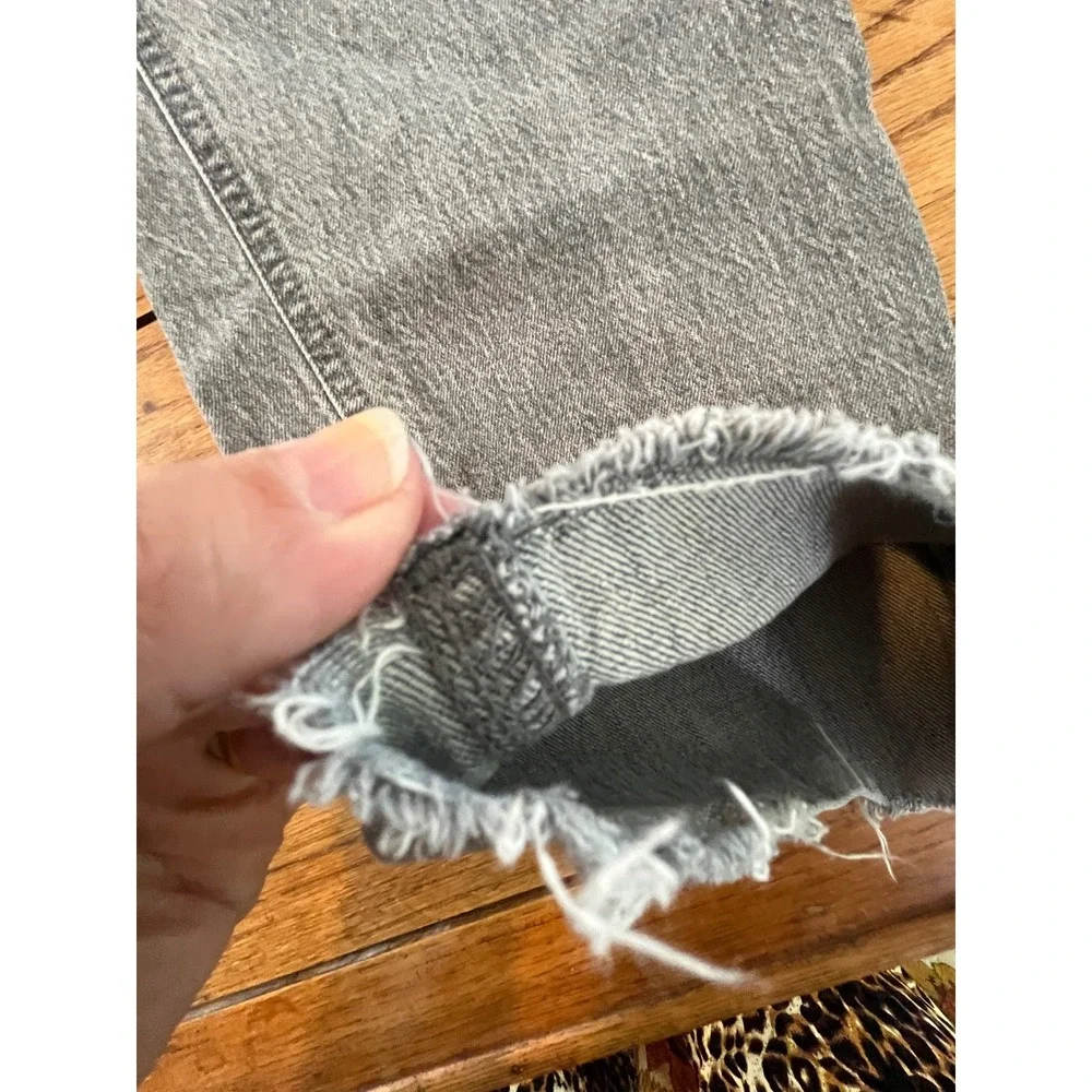 GAP Cheeky Straight High Rise 32 14T frayed hem grey denim jeans Tall XL
